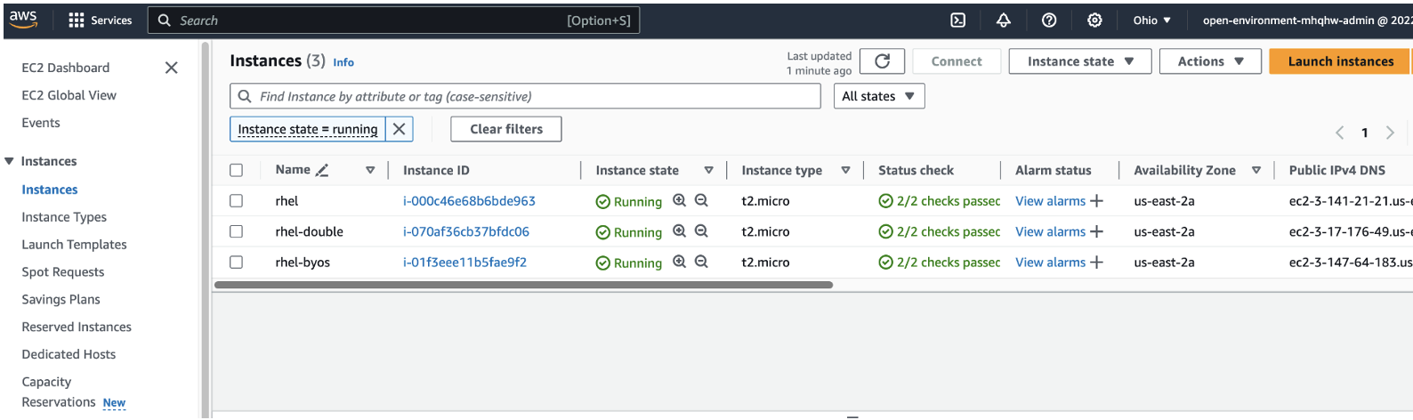 EC2 instance view